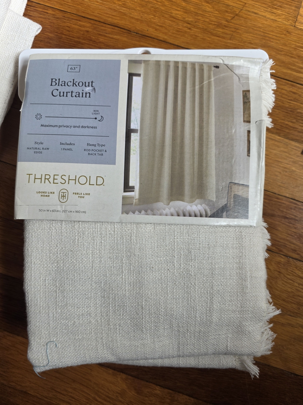 Threshold Natural Raw Edge Blackout Curtain Panel in Natural 2 For 1